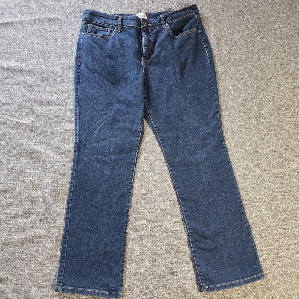 St John's Bay Jeans Women's 16 Blue Denim Straight Leg 5-Pockets Cotton Stretch